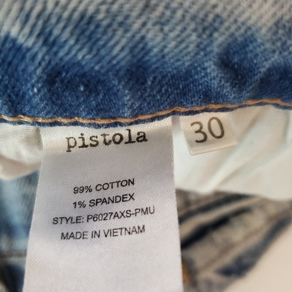 PISTOLA 30 Charlie Jeans Button fly high rise 2-tone Distressed Straight leg Raw - Picture 4 of 11